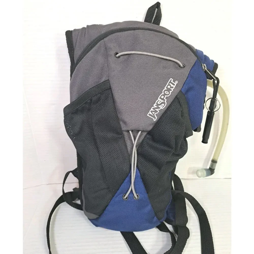 JanSport Helium Hydration Backpack Black Blue 72oz Bladder Hiking Trail Pack